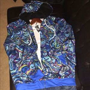 Light weight fully zip hoodie. Polyester blend.